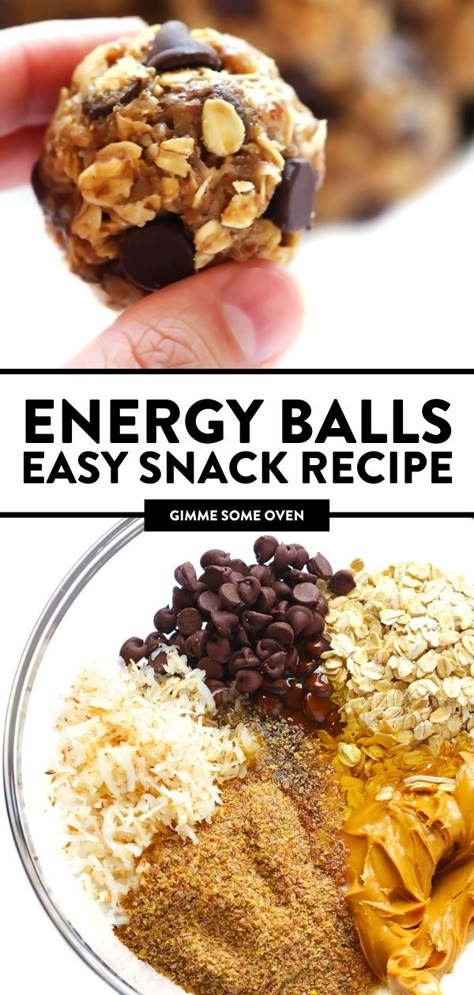 This No-Bake Energy Balls recipe is easy to make, full of feel-good ingredients, and irresistibly delicious! These energy bites are made with simple pantry ingredients. They are the perfect make-ahead recipe to keep on hand for healthy snacking or breakfasts. Energy Balls Recipe, No Bake Energy, Energy Bites Recipes, No Bake Energy Bites, Simple Pantry, Healthy Protein Snacks, Energy Ball Recipe, Pantry Ingredients, Gimme Some Oven