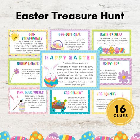 Easter Treasure Hunt, Easter Scavenger Hunt, Treasure Hunt Games, Easter Hunt, Scavenger Hunt For Kids, Easter Celebration, Treasure Hunt, Scavenger Hunt, Clue