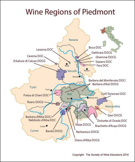 Piedmont - wine regions Wine Cheat Sheet, Wine Region Map, Wine Folly, Bear Hunt, Wine Map, Wine Knowledge, Piedmont Italy, Italy Wine, Wine Education