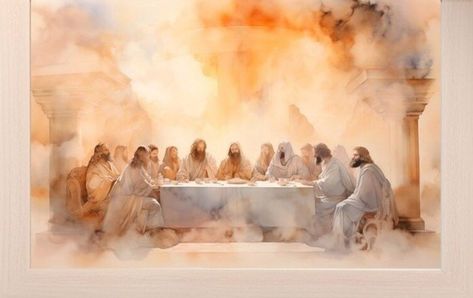 Last Supper Painting, Last Supper Art, The Last Supper Painting, Jesus Last Supper, Jesus Christ Illustration, Christian Drawings, Scripture Images, Minimal Drawings, Jesus Drawings