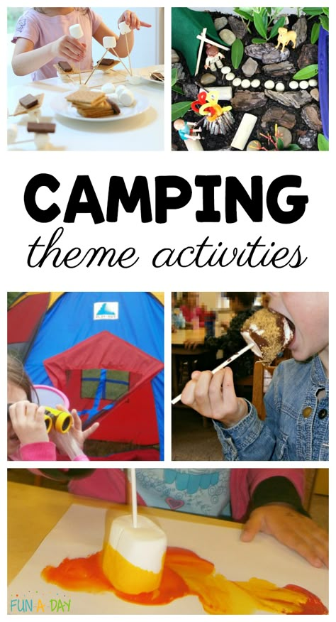 Camping is an exciting thing to do. I like how this activity lets children explore different aspects of it. Preschool Camping, Camping Preschool, Camping Theme Preschool, Summer Camp Themes, Camping Classroom, Camping Activities For Kids, Camping Theme Classroom, Theme Activities, Summer Preschool