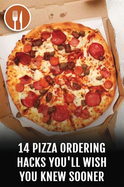 By knowing a few pizza ordering tips and tricks, you can move beyond the familiar — and maybe save some money. Plus, when there's suddenly a crowd to feed, knowing what and how to order will help things go just right. #pizza #pizzas #foodhacks #delivery Pizza Hacks, Dinner Rotation, Leftover Pizza, Helpful Hacks, Order Pizza, Great Pizza, Large Pizza, Pizza Place, Pizza Restaurant