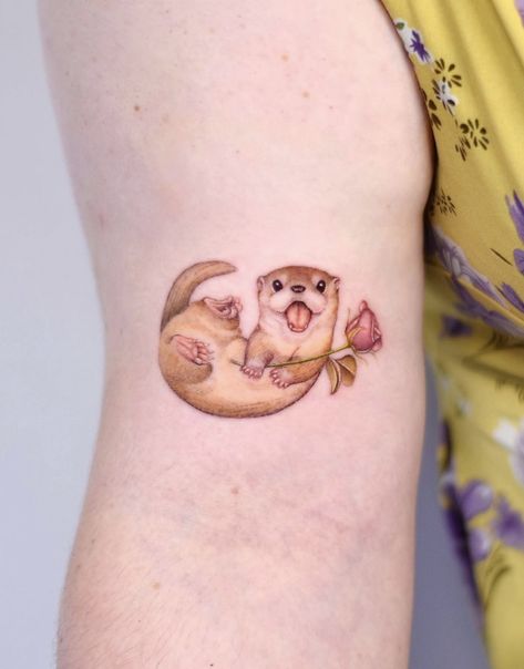 Otter Tattoo, Animal Tattoos For Women, Cute Animal Tattoos, Meaningful Wrist Tattoos, Mom Tattoo Designs, Tattoo Butterfly, Sweet Tattoos, Wrist Tattoos For Women, Memorial Tattoos