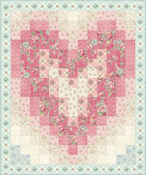 QUILT GATE  Project Patterns & Recipes RU2300 Pink And Grey Quilt Ideas, Feminine Quilt Patterns, Girly Quilt Patterns, Pretty Quilt Patterns, Pink Quilt Patterns Free, Pink Quilt Patterns, Heart Quilt Patterns, Quilt Patterns Easy, Patchwork Quilting Designs