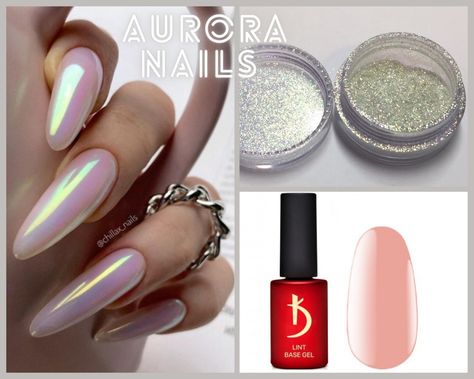 Opal Mermaid, Gel French Tips, Nail Art Chrome, Nails Inspiration Summer, Opal Nails, Aurora Nails, Chrome Nail Powder, Chrome Powder, Shiny Nails