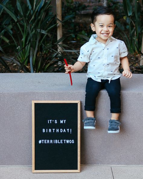 2nd Birthday photoshoot with a Letterboard #birthday 2nd Birthday Photoshoot, Letterboard Sayings, Second Birthday Photos, 2nd Birthday Photos, Birthday Morning, Baby Milestone Photos, Birthday Words, Terrible Twos, Letter Boards