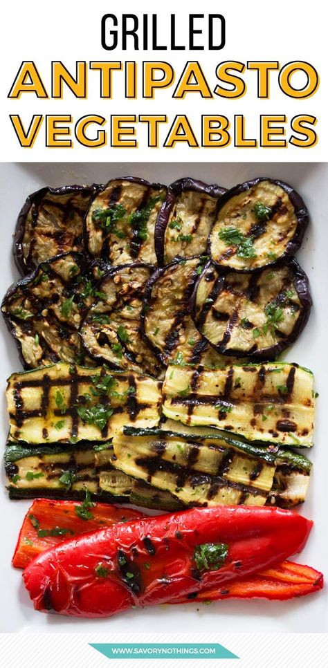 Zucchini And Peppers, Bbq Grill Ideas, Marinated Grilled Vegetables, Meat Platters, Fresh Healthy Recipes, Olive Oil Sauce, Antipasto Recipes, Vegan Appetizer, Eggplant Zucchini