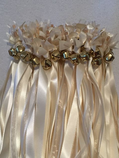 Modern Chic Wedding Decor, Ribbon Wands Wedding, Wedding Streamers, Wedding Wand, Wagon For Wedding, Wedding Ribbon Wands, Bells Wedding, Modern Chic Wedding, Wedding Wands