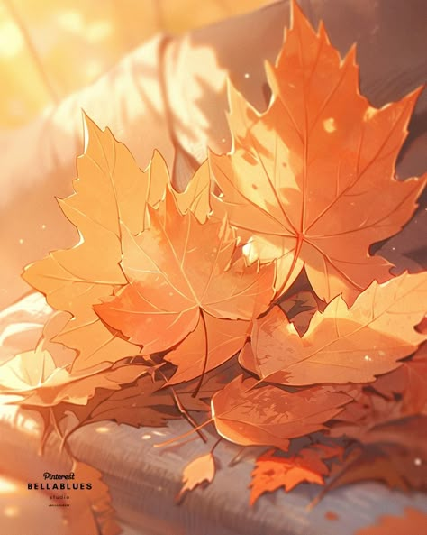 Fall Leaves Aesthetic Drawing, Orange Themed Wallpaper, Autumn Aesthetic Anime, Fall Themed Drawings, Anime Fall Aesthetic, Fall Anime Wallpaper, Fall Anime Aesthetic, Autumn Aesthetic Drawing, Alternatives To Curtains