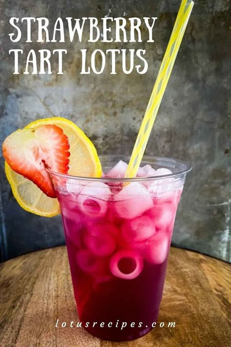 strawberry tart lotus Red Lotus Energy Drink Recipe, Raspberry Drink Recipes, Lotus Energy Drink Ideas, Lotus Recipes, Lotus Drinks, Lotus Recipe, Lotus Energy, Energy Drink Recipe, Raspberry Drink