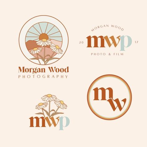 Boho Branding Logo, California Branding, Palette Logo, Logo Submark, Boho Branding, Retro Texture, Flowers Daisies, Texture Illustration, Inspiration Logo Design