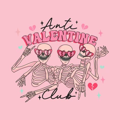 Looking for a special way to show your love this Valentine's Day? Look no further than our "Anti Valentine's Day Club" shirt! This adorable shirt features a love heart and cute couple design that is sure to make anyone smile. Whether you're celebrating with your special someone or celebrating with friends, this shirt is the perfect addition to any Valentine's Day celebration. Skeleton Sticker, Day Club, Anti Valentines Day, Funny Skeleton, Beg Tangan, Valentines Design, Personalized Valentines, Valentines Svg, T Shirt Diy