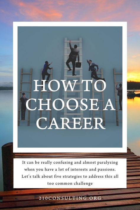 It can be really confusing and almost paralyzing when you have a lot of interests and passions – it can seem almost impossible to choose between them or combine them into one career goal. But it doesn’t have to be that way. Let’s talk about five strategies to address this all too common challenge. | career planning | finding a career you love | career ideas dream job colleges | career planning goal settings | career planning ideas Career Advice Dream Job, Choose A Career, Goal Settings, Career Goal, Career Ideas, Different Careers, College Majors, Career Fields, Choosing A Career