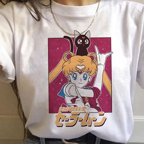 Sailor Moon Shirt, Vintage Sailor, Kawaii Shirts, Kawaii Harajuku, Harajuku Outfits, Anime Tshirt, Anime Tees, Moon Shirt, Aesthetic T Shirts