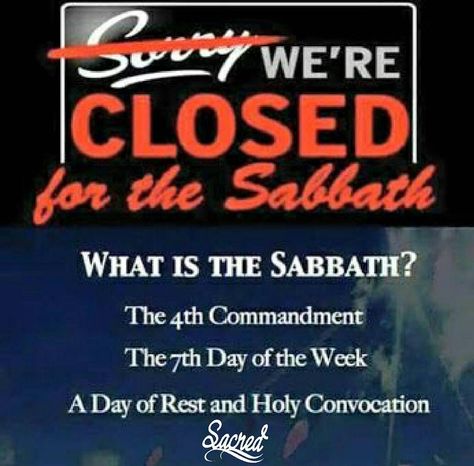 Yes we're closed for the scriptural Sabbath. We will be open tonight at sunset. Have a blessed Sabbath. Shabbat Shalom. #HAPPYSABBATH #SHABBATSHALOM #4THCOMMANDMENT #LIVELIFESACRED #SACREDAPPAREL #HEBREW #YHWH #STREETWEAR #SACRED #LOVE  http://ift.tt/1nSKS2S Blessed Sabbath, Saturday Sabbath, 4th Commandment, Happy Sabbath Quotes, Jesus Kingdom, Sabbath Quotes, Sabbath Rest, Hebrew Roots, Happy Sabbath