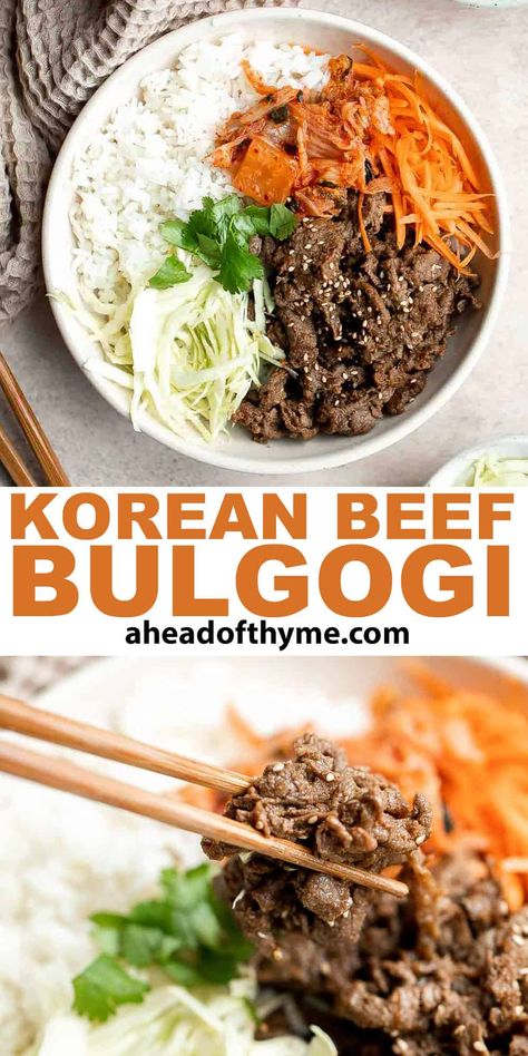 Beef For Dinner, Rice With Veggies, Korean Beef Bulgogi, Beef Round Steak, Korean Bbq Beef, Fermented Kimchi, Bulgogi Recipe, Beef Brisket Recipes, Beef Round