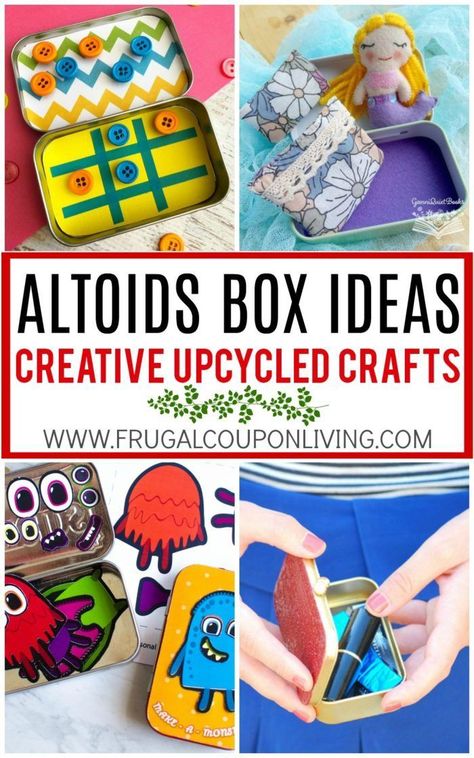 Upcycled Altoids Tin Ideas and Crafts. Creative hacks, tips and uses for travel, play, and display. #FrugalCouponLiving #Altoids #AltoidsTin #AltoidsMints #Upcycle #upcycled #upcyclecrafts #AltoidsCrafts #Mintcase #MintTinCraft #upcycledaltoids Mint Tin Crafts, Tin Ideas, Kids Food Crafts, Altoids Tin, Diy Blanket Ladder, Altoids Tins, Wood Wall Art Diy, Operation Christmas, Operation Christmas Child