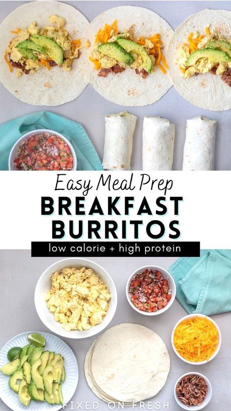 Prep Breakfast Burritos, Meal Prep Breakfast Burritos, Meal Prep For Breakfast, Easy Meal Prep Breakfast, Sun Butter, Calorie Breakfast, Healthy Breakfast Meal Prep, Prep Breakfast, Low Calorie Breakfast