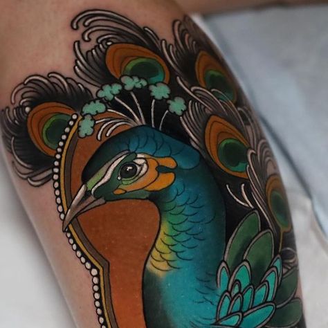 Helm Tattoo, Peacock Tattoos, Dragon Claws, Pretty Flower Tattoos, Seattle Tattoo, Neo Trad Tattoo, Mastectomy Tattoo, Peacock Tattoo, Lavender Tattoo