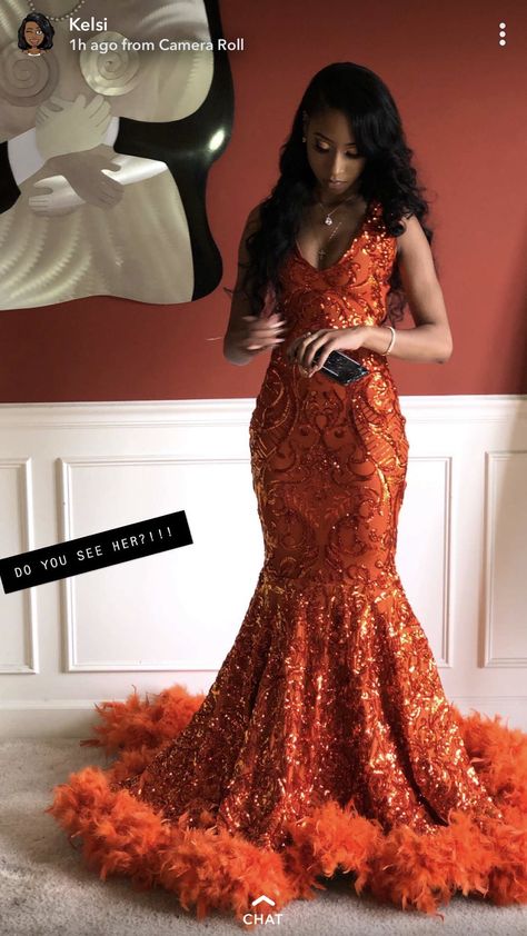 Freaknik Outfits, Sequin Prom Dresses Mermaid, Prom Dresses Mermaid, Orange Prom Dresses, Prom Inspiration, African Prom Dresses, Prom Poses, Dream Prom, Outfit Classy