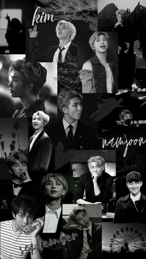 Kim Namjoon Aesthetic Wallpaper Black, Rm Dark Wallpaper, Namjoon Black Aesthetic, Rm Collage Aesthetic, Kim Namjoon Aesthetic Wallpaper, Rm Black Aesthetic, Bts Black Wallpaper, Rm Wallpaper Aesthetic, Bts Wallpaper Rm