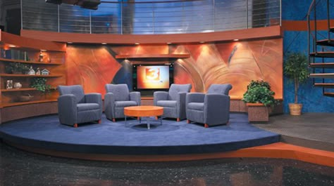 WKYC - Cleveland - Talk Shows Set Design - 1 Talk Show Set Design Ideas, Talk Show Studio Design, Set Design Talk Show, Tv Studio, Talk Show Stage Design, Talk Show Set Design Studios, Set Design Tv Show, Tv Studio Set Design Ideas, Tv Talk Show Set Design Ideas