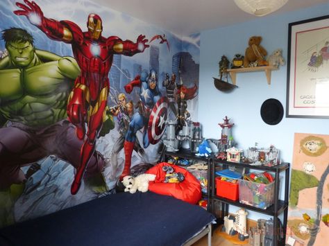 Dulux Marvel Avengers Bedroom In A Box. Officially Awesome. | LittleStuff Avengers Bedroom Decor, Comic Book Bedroom, Boys Superhero Bedroom, Avengers Room Decor, Kids Bedroom Themes, Avengers Bedroom, Marvel Bedroom, Marvel Avengers Bedroom, Avengers Room