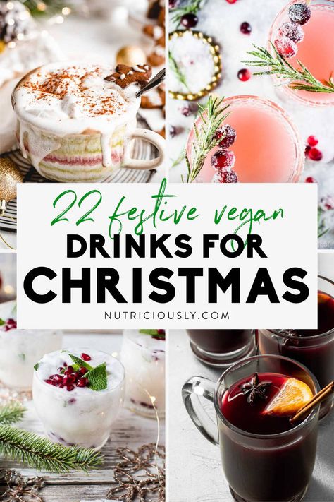 Vegan Cocktail Recipes, Vegan Christmas Drinks, Dairy Free Christmas Cocktails, Christmas Breakfast Drinks Nonalcoholic, Vegan Christmas Cocktails, Alcohol Free Christmas Drinks, Festive Drinks Nonalcoholic, Alcohol Free Holiday Drinks, Virgin Holiday Drinks