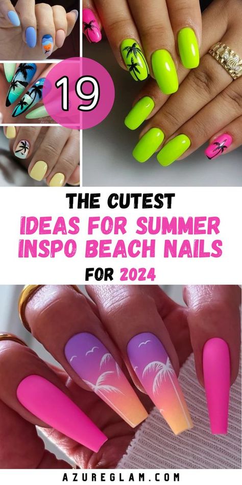 Embark on a journey to coastal paradise with our lavish compilation of beach nail inspiration for 2024. Explore an opulent array of nail designs, from chic square tips to elegant almond contours, exuding the charm and allure of sun-drenched shores. Imbued with hues reminiscent of crystal-clear waters and golden sands, our collection invites you to indulge in the ultimate summer fantasy, where every brushstroke transports you to a world of endless relaxation and tropical splendor. Beach Nails 2024 Trends, Nail Inspo Ideas, Flamingo Nails, Beach Nail Art, Beach Nail, Nail Color Ideas, Summer Nails Beach, Back To School Nails, Tropical Nails