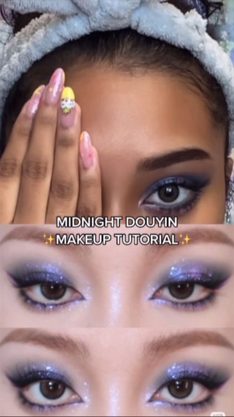 Purple Douyin Makeup, Going Out Make Up, Purple Makeup, Purple Eyeshadow, Ethereal Makeup, Makeup Clothes, Makijaż Smokey Eye, Makeup Looks Tutorial, Blue Eyeshadow