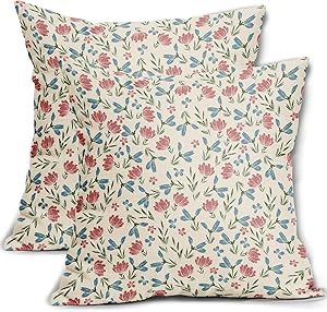 Aytipun Green Pink Blue Floral Pillow Covers 18x18 Set of 2 Vintage Rustic Old Style Cute Small Flower Print Decorative Outdoor Pillowcases Farmhouse Throw Cushion Case Decor for Couch Sofa Bed Blue Floral Pillows, Floral Pillow Covers, Farmhouse Throws, Aqua Pillows, Green Throw Pillows, Floral Pillow Cover, Floral Pillow, Sofa Couch Bed, Old Style