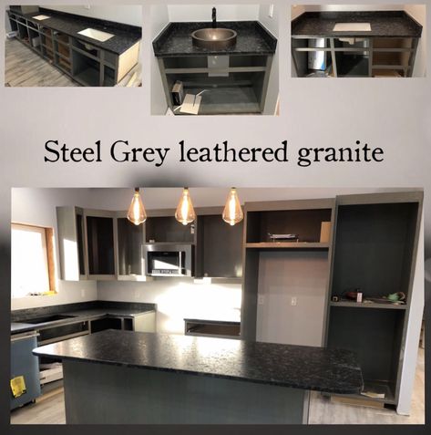 Steel Grey Granite Countertops, Nero Mist Honed Granite, Steel Grey Leathered Granite, Titanium Black Granite, Gray Wave Granite Countertops Home Depot, Absolute Black Leathered Granite, Grey Granite Countertops, Custom Countertops, Iron Ore