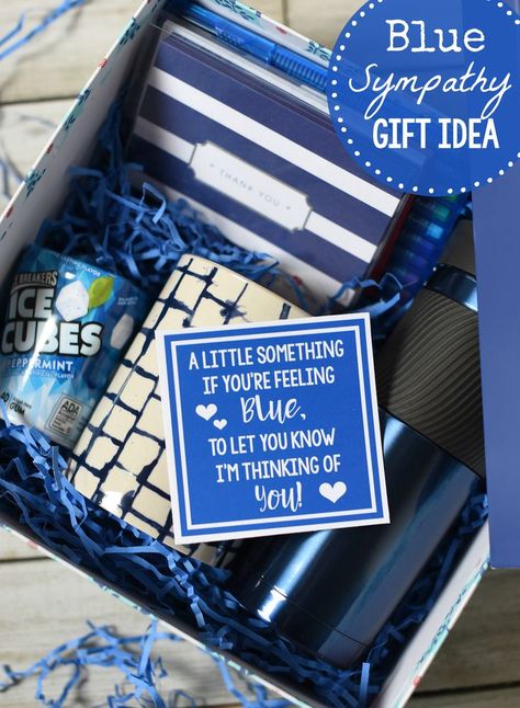 Blue Themed Gift Baskets, Tickled Pink Gift, Unique Sympathy Gifts, Sympathy Gift Baskets, Bday Gifts For Him, Pink Gift Ideas, Cheer Up Gifts, Themed Gift Baskets, Ideas Hogar