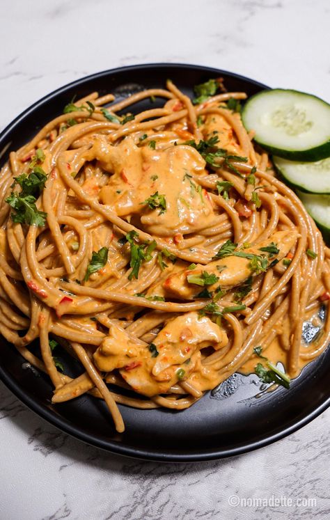 Creamy Sambal Pasta #sambal #pasta #chicken #cheese #dinner #dinnerrecipe | Nomadette Fish Dishes Recipes, Amazing Easy Recipes, Food Set Up, American Dinner, Cheese Dinner, Ny Food, Dairy Free Pasta, Pasta Noodle Recipe, Pasta Chicken