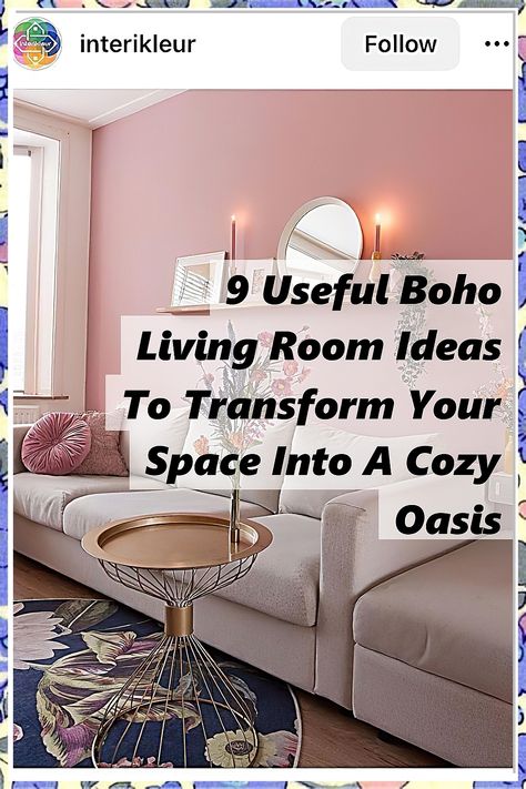 Transform your living space with our 9 useful boho living room ideas that create a cozy oasis in your home. Discover how to blend vibrant colors, textured fabrics, and eclectic decor to achieve that perfect bohemian vibe. Whether you're looking to refresh your existing decor or start from scratch, these inspiring tips will help you design a warm and inviting atmosphere that reflects your unique style. Embrace the boho aesthetic today! Cozy Living Room Warm Colors, Warm Living Room Colors, Living Room Ideas Boho, Room Ideas Boho, Cozy Living Room Warm, Boho Living Room Ideas, Eclectic Wall Decor, Textured Fabrics, Boho Chic Living Room