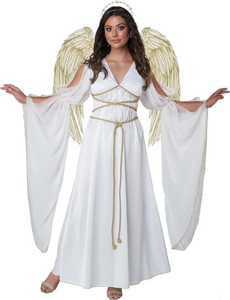 Biblical Angel Costume, Gold Angel Costume, White Angel Costume, Angel Character Design, Walk Through Bethlehem, Angelic Outfits, Jenner Pregnant, Angel Costumes, Christian Iphone Cases