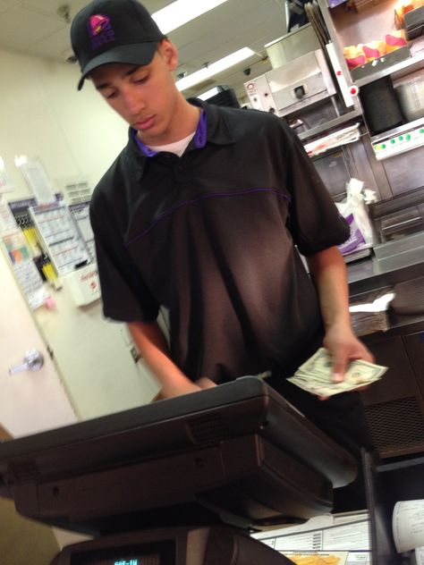 Image of young MarioBeats working at Taco Bell. The purpose of this image to give background to the main character so the viewer can see some more personal of where he started. Working At Taco Bell, Ramona And Beezus, Concert Fit, Bell Work, Vision Board Goals, Mass Media, Concert Fits, Taco Bell, Future Goals