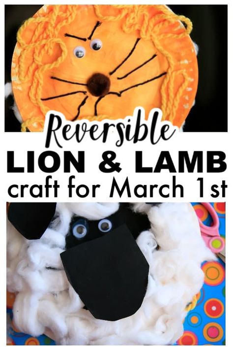 Lion And Lamb Craft, Paper Plate Lion, Lamb Template, Art Curriculum Elementary, March Weather, March Preschool, Lamb Craft, Lion Lamb, Lion Craft