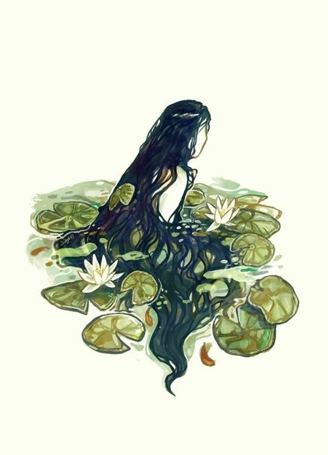 Nymph Character Design, Water Nymph Art, Pond Mermaid, Mermaid Ceramics, Witch Diary, Water Fae, Painting Fantasy Art, Nymph Art, Metamorphosis Art