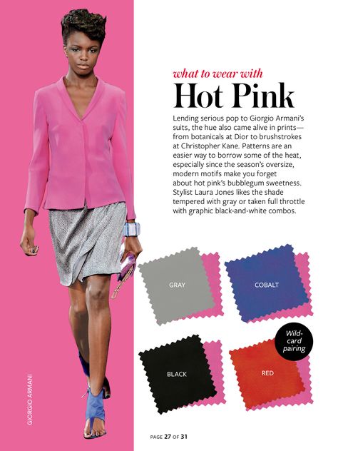 Farb-und Stilberatung mit www.farben-reich.com - Hot pink Instyle Color Crash Course, Color Crash Course, Hot Pink Outfit, Roofing Colors, Colour Combinations Fashion, Color Combos Outfit, Winter Typ, Color Combinations For Clothes, Look Formal