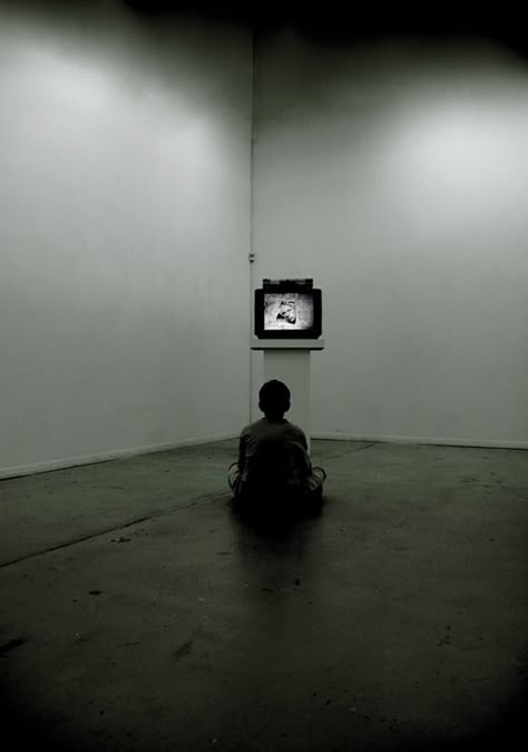 MURDERER POV When he was a child he had to watch film that his parents made him watch films that made him think that it's okay to kill some people, and that it's okay if a few lives are lost to protect what really matter to you. This was called screening, which was in the screening room. Claustrophobic Art, Eerie Photography, Television Art, Nam June Paik, Gif Terror, Creepy Core, Cd Cover, Abandoned Buildings, Old Tv