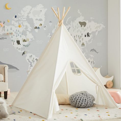 PRICES MAY VARY. HIGH-QUALITY CANVAS: This kids teepee is made of durable 100% 250 G/SM heavy cotton canvas. All seams, raw fabric edges, and openings are reinforced for safety, durability and years of play KIDS TEEPEE SIZE: Our kids play teepee stretches up to 47 inches height X 47 inches x 64 inches, comes with 4 wooden poles to create a big tipi tent for kids playing, reading, sleeping and relaxing, spacious room bed to fill with stuffed animals, pillows, blankets, and toys for your child to Play Teepee, Mom Business, Indoor Playhouse, Kids Teepee, Kids Teepee Tent, Basement Reno, Teepee Kids, Kids Tents, Grand Kids