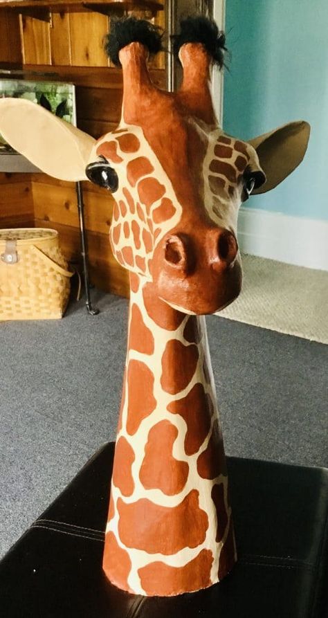 Make a Giraffe Sculpture with Paper Mache Clay Giraffe Sculpture, Paper Mache Projects, Paper Mache Animals, Paper Art Sculpture, Giraffe Head, Paper Mache Clay, Giraffe Art, Paper Mache Sculpture, Paper Mache Art