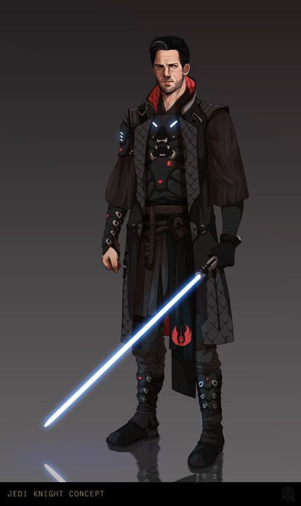 Jedi Concept Art Character Design, Jedi Concept Art, Wandering Swordsman, Jedi Armor, Concept Art Character Design, Jedi Cosplay, Overwatch Fanart, Grey Jedi, Jedi Art