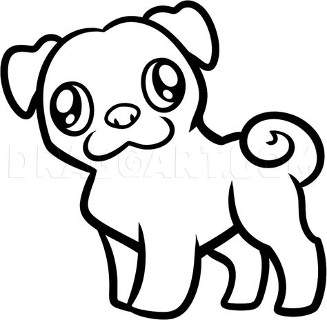 Draw A Pug, Puppy Drawing Easy, Cartoon Dog Drawing, Dog Drawing Simple, Impressive Art, Puppy Sketch, Puppy Coloring Pages, Easy Drawings For Beginners, Puppy Drawing