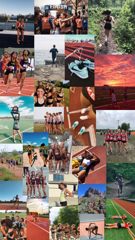 Track Wallpapers Iphone, Running Lockscreens, Aesthetic Track Pictures, Track Team Aesthetic, Track Collage, Netball Photos, Running Collage, Athletics Wallpaper, Track Wallpapers