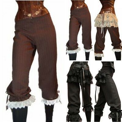 Steampunk Pants Women, Victorian Pants, Steampunk Pants, Casual Steampunk, Lace Trousers, Gothic Cosplay, Cosplay Idea, Steampunk Couture, Steampunk Dress