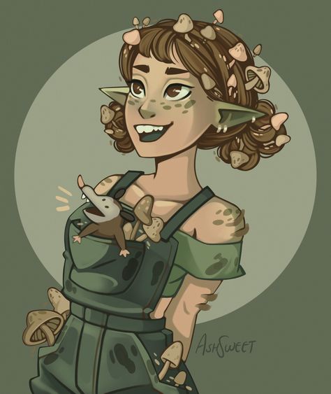 Moonshine Cybin, Naddpod Fanart, Dnd Halfling, Gnome Dnd, Swamp Witch, Dnd Druid, Oc Female, Dnd Inspiration, Digital Character