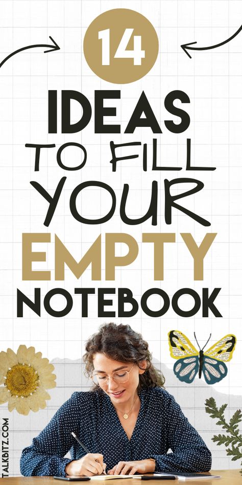 In this blog post, you’ll find 14 creative ideas to fill those empty notebook pages! Read the full post to get started! Empty Notebook Ideas, Vision Board Journal, Empty Notebook, Wellness Tracker, List Notebook, Notebook Pages, Memory Journal, Workout Log, Passion Planner