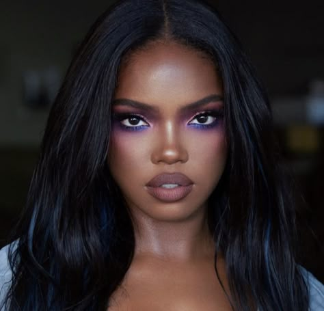 Purple Makeup Looks, Ryan Destiny, Light Makeup Looks, Makeup For Black Skin, Brown Skin Makeup, Purple Makeup, Ethereal Makeup, Glam Makeup Look, Dope Makeup